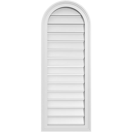 Ekena Millwork Round Top Surface Mount PVC Gable Vent: Functional, w/ 2"W x 1-1/2"P Brickmould Frame, 16"W x 42"H GVPRT16X4202SF